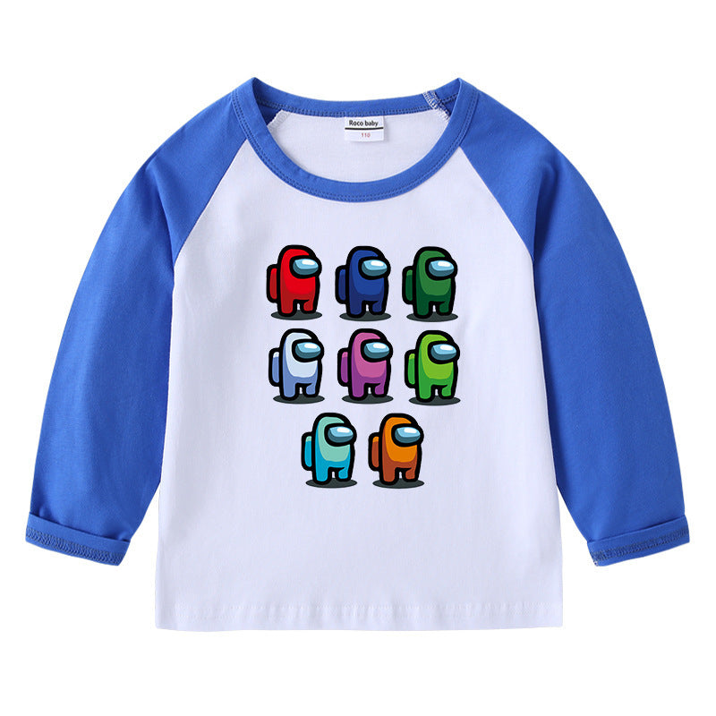 Kinder T-Shirt mit Rundhalsausschnitt Cartoon Langarm