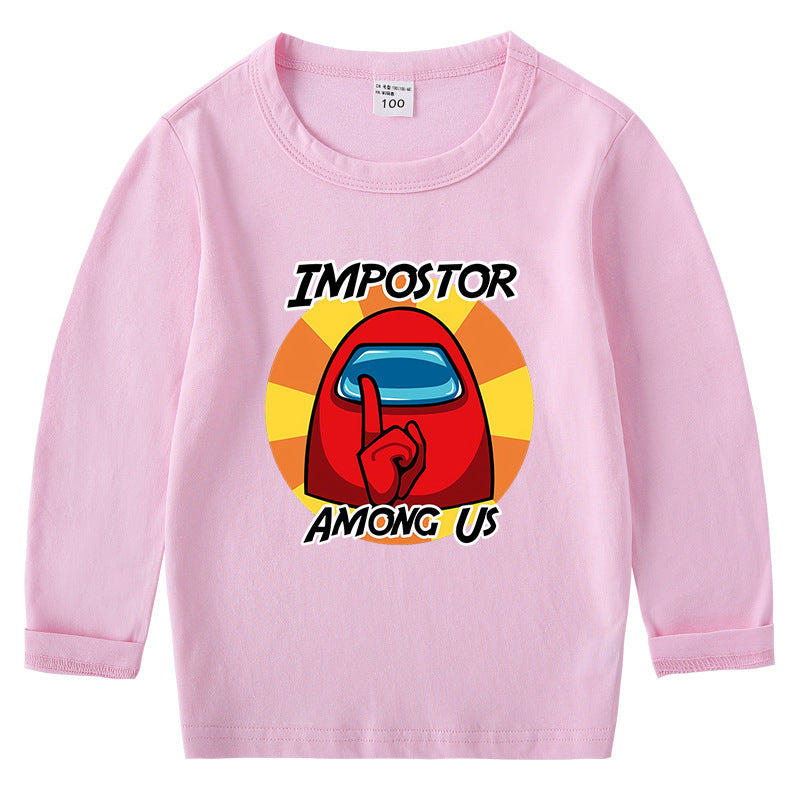 Kinder-Baumwoll-T-Shirt mit Rundhalsausschnitt und langem Arm