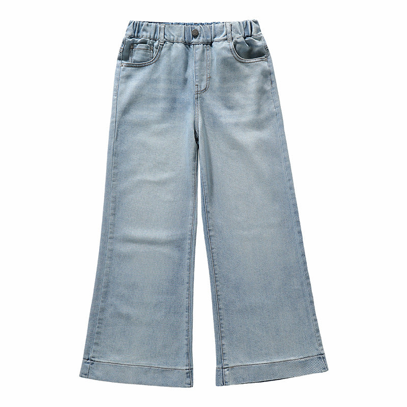 Mädchen Jeanshose Geprägtes Etikett Stilvolle Kinderhose für Studenten