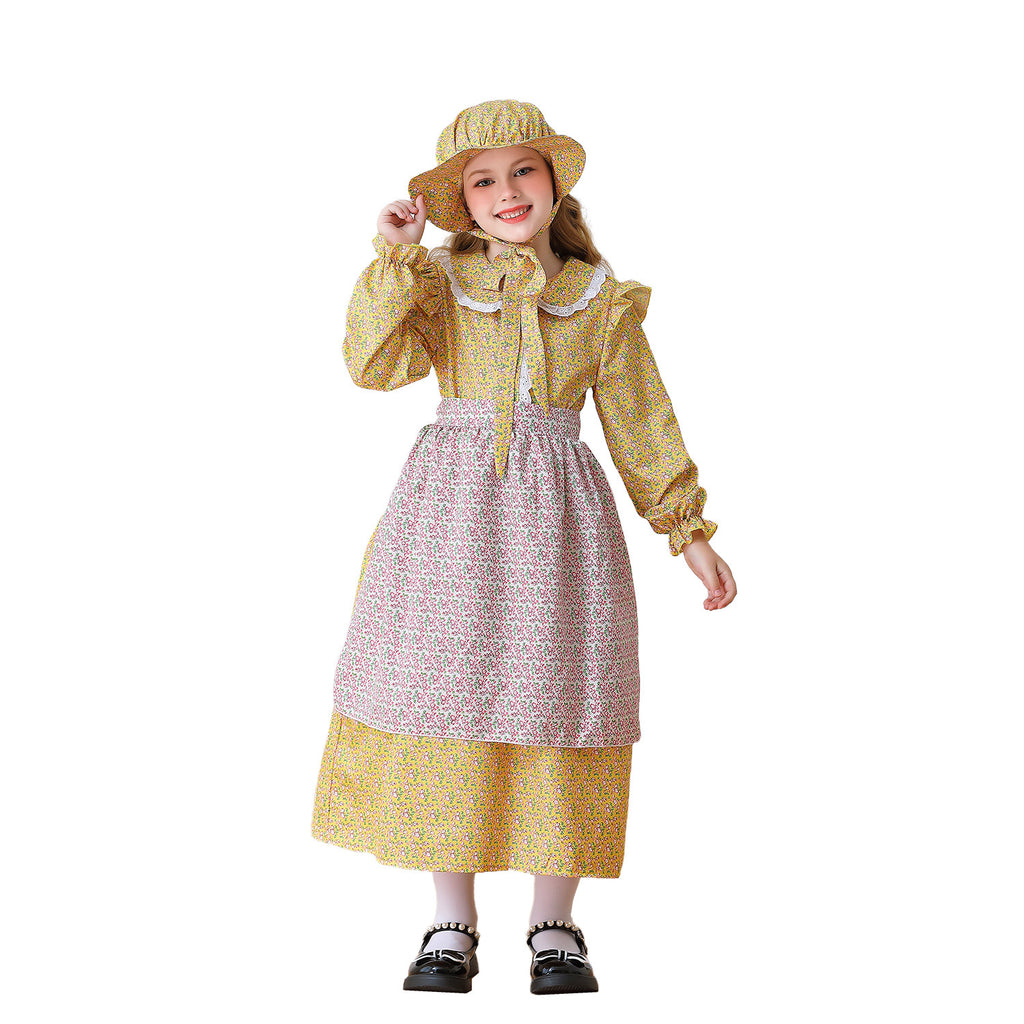 Koloniales Mädchen Kinderkleidung Prärie-Pionierin-Kleid Rustikales Gutshof-Mädchenkleid