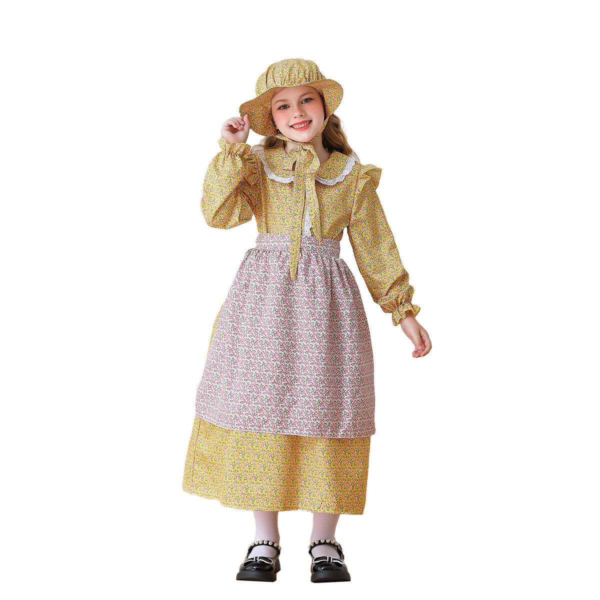 Koloniales Mädchen Kinderkleidung Prärie-Pionierin-Kleid Rustikales Gutshof-Mädchenkleid