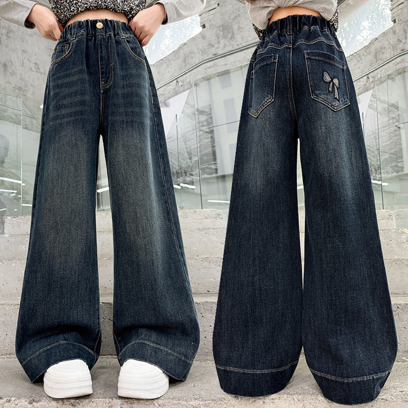 Legere Straight Leg Weite Beine Jeanshosen für Mädchen