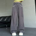 Schicke Wide-Leg Plaid-Hose für Mädchen, locker sitzende, gerade geschnittene Kinderhose