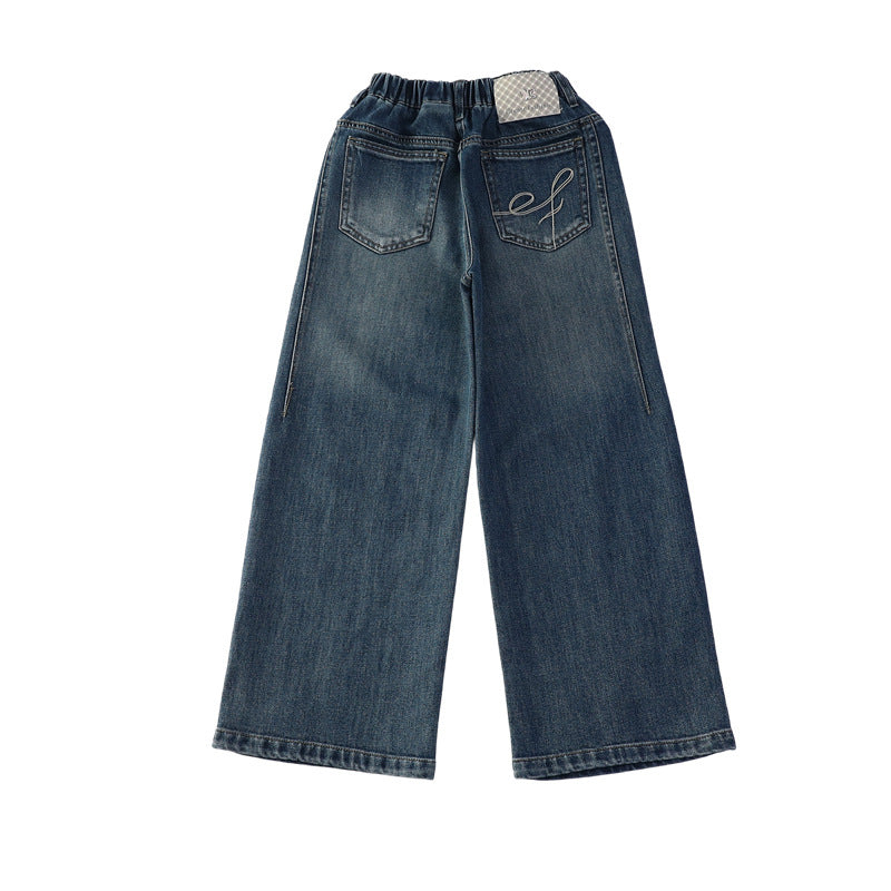 Girls' Casual Wide-Leg Jeans Pants