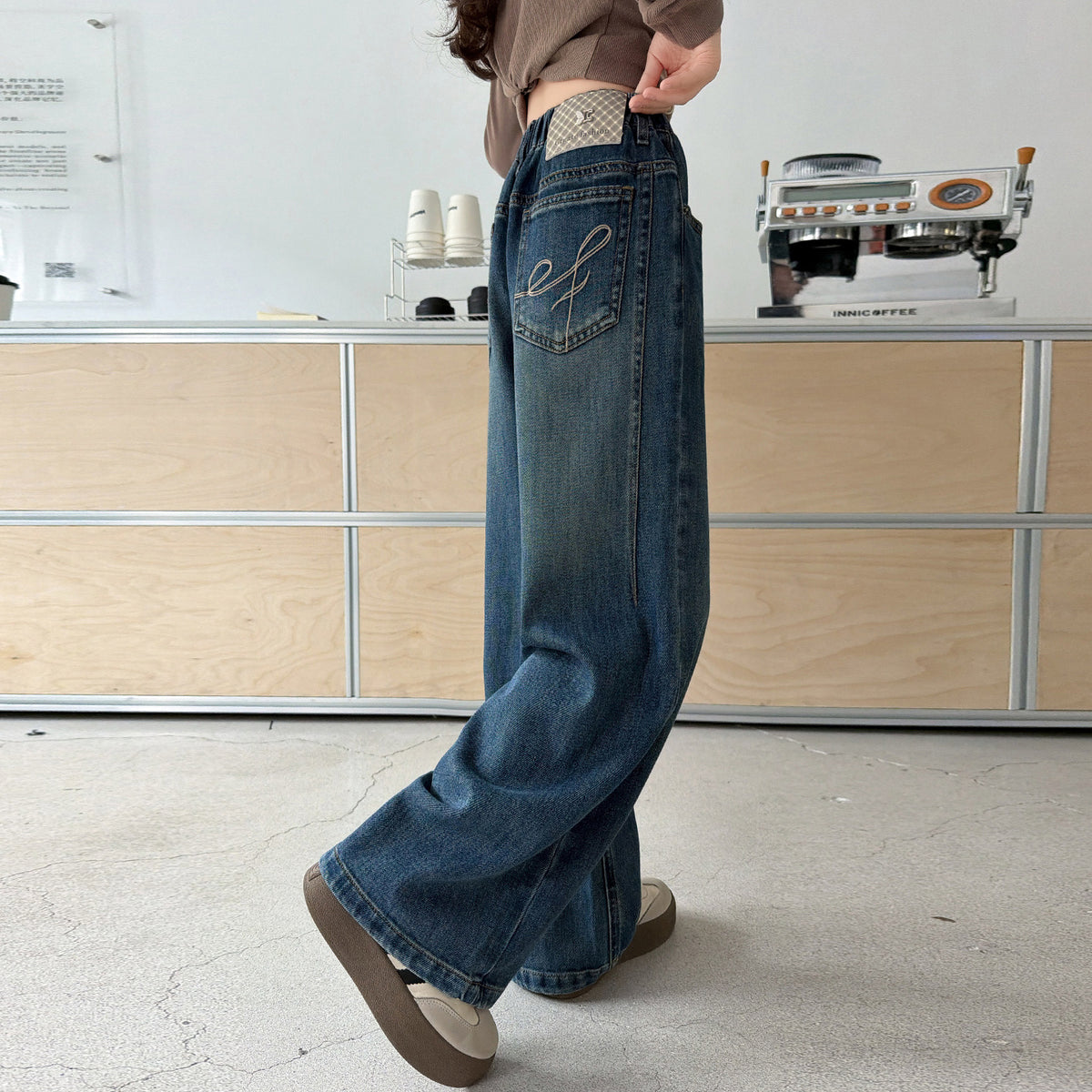 Freizeit-Jeanshose für Mädchen mit weitem Bein
