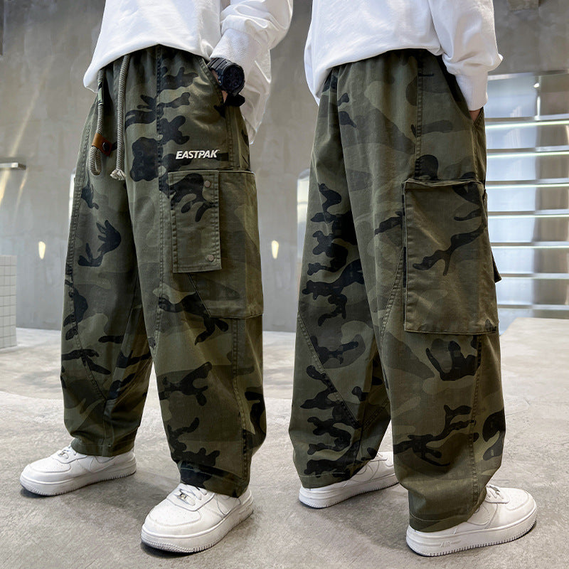 Children's Boys' Pants Long Pants Mid to Large Kids Cargo Casual Trousers Boy