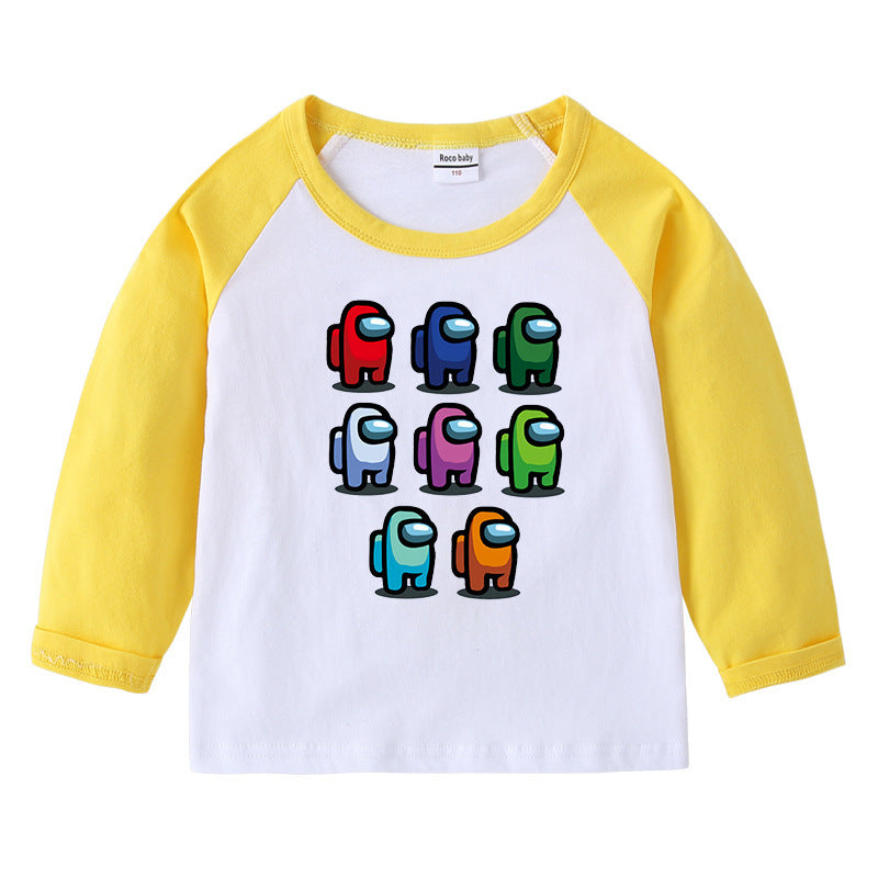 Kinder T-Shirt mit Rundhalsausschnitt Cartoon Langarm