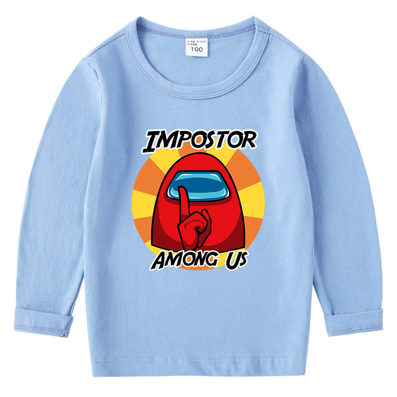 Kinder-Baumwoll-T-Shirt mit Rundhalsausschnitt und langem Arm