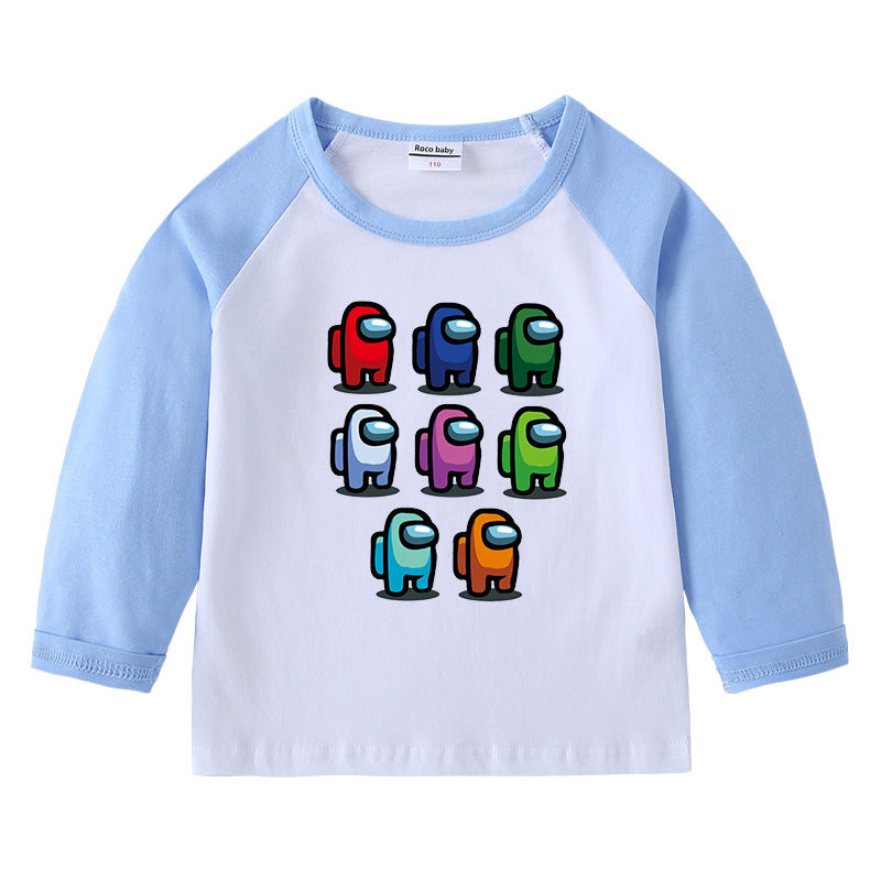 Kinder T-Shirt mit Rundhalsausschnitt Cartoon Langarm