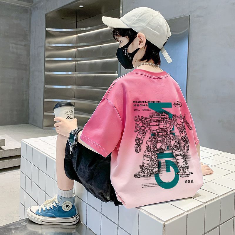 Kids' Short Sleeve T-Shirt, Boy's Lightweight Top, Children's Clothing