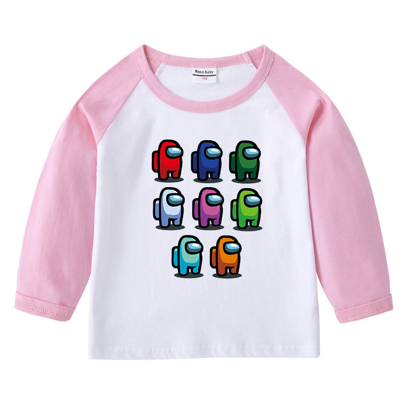 Kinder T-Shirt mit Rundhalsausschnitt Cartoon Langarm