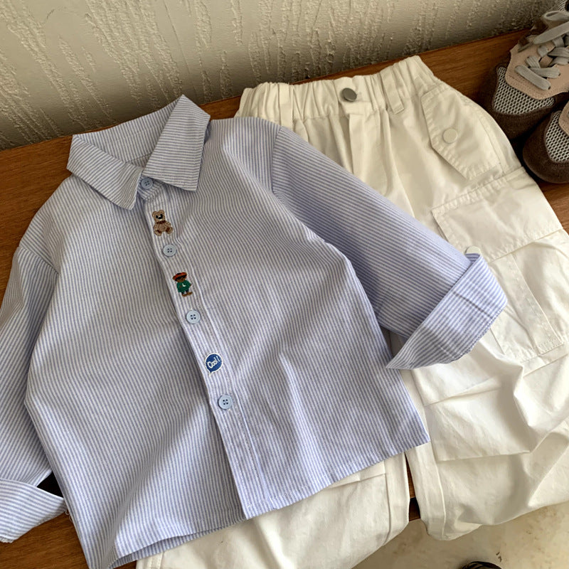 Spring and Autumn Children's Long Sleeve Embroidered Versatile Shirt