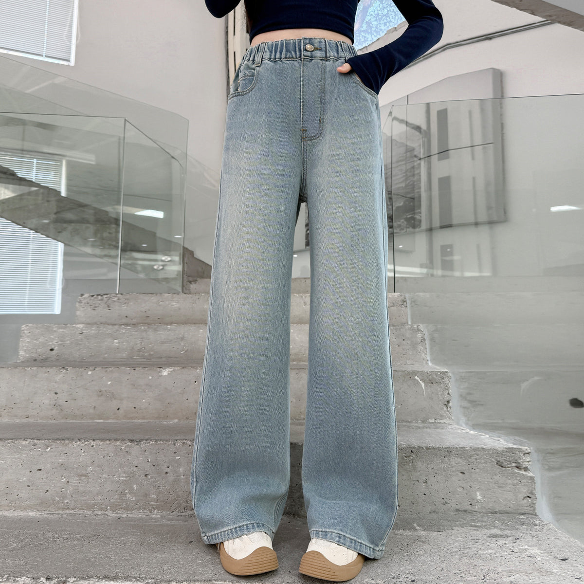 High-Waisted Wide-Leg Jeans for Girls