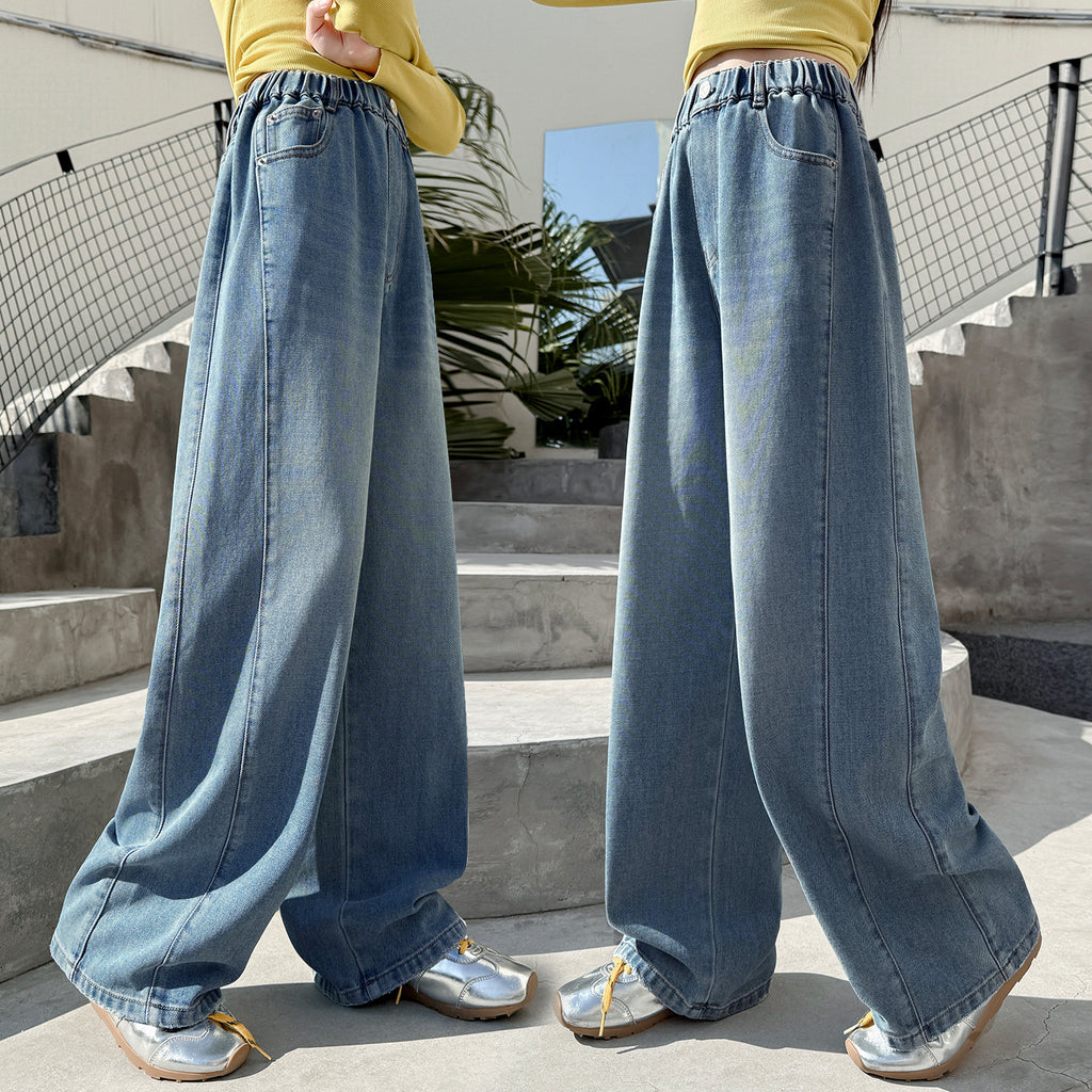 Charmante Mädchenhose, lässige gerade weite Jeans