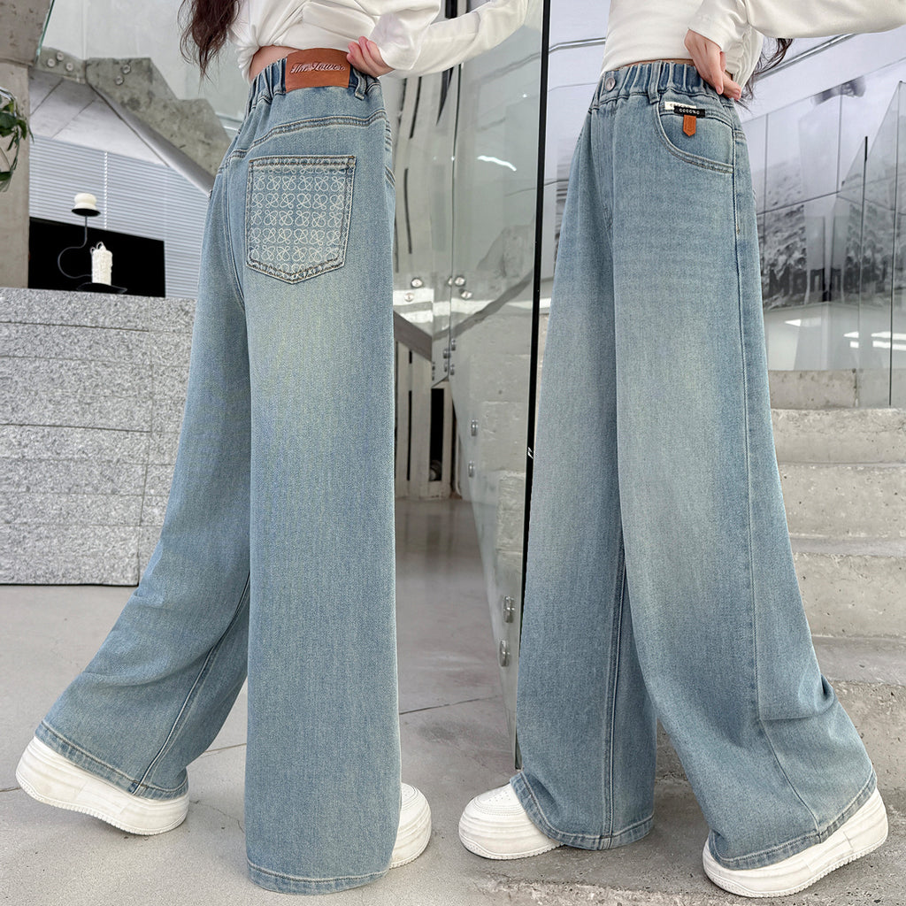 Kinder Weite Beinhose Hellblaue Jeanshose