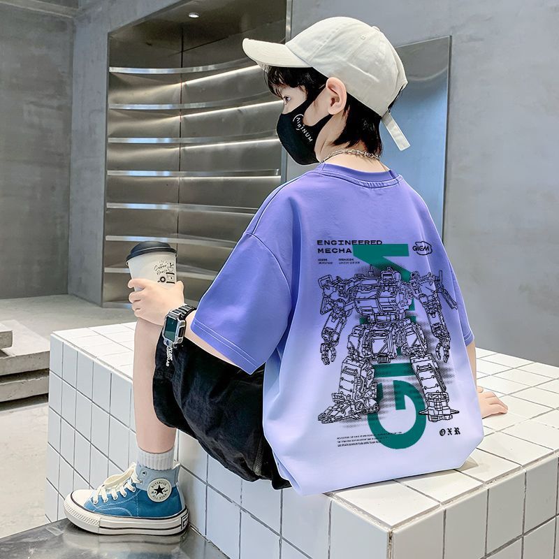 Kids' Short Sleeve T-Shirt, Boy's Lightweight Top, Children's Clothing