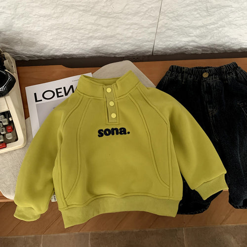 Jungen-Stehkragen-Hoodie mit Plüsch-Winterkleidung
