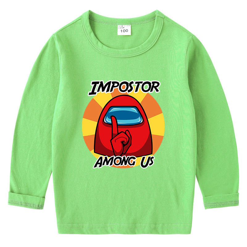 Kinder-Baumwoll-T-Shirt mit Rundhalsausschnitt und langem Arm