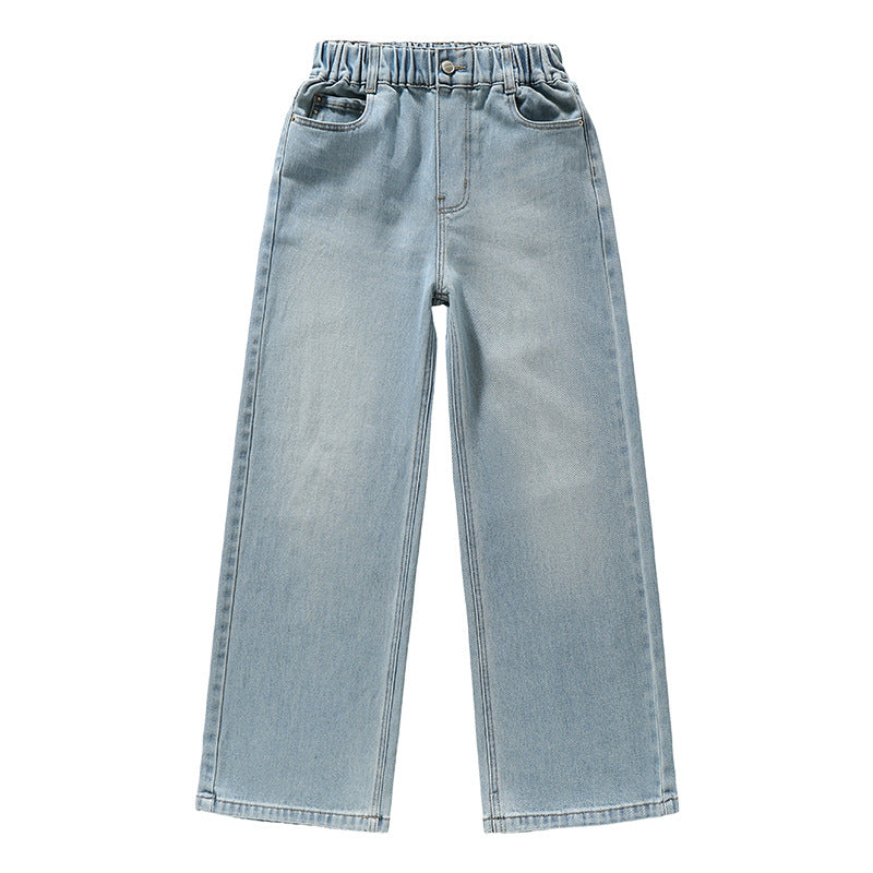 High-Waist-Jeans mit weitem Bein für Mädchen
