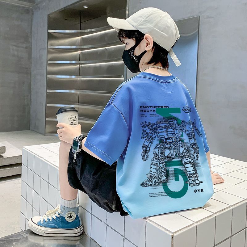 Kids' Short Sleeve T-Shirt, Boy's Lightweight Top, Children's Clothing