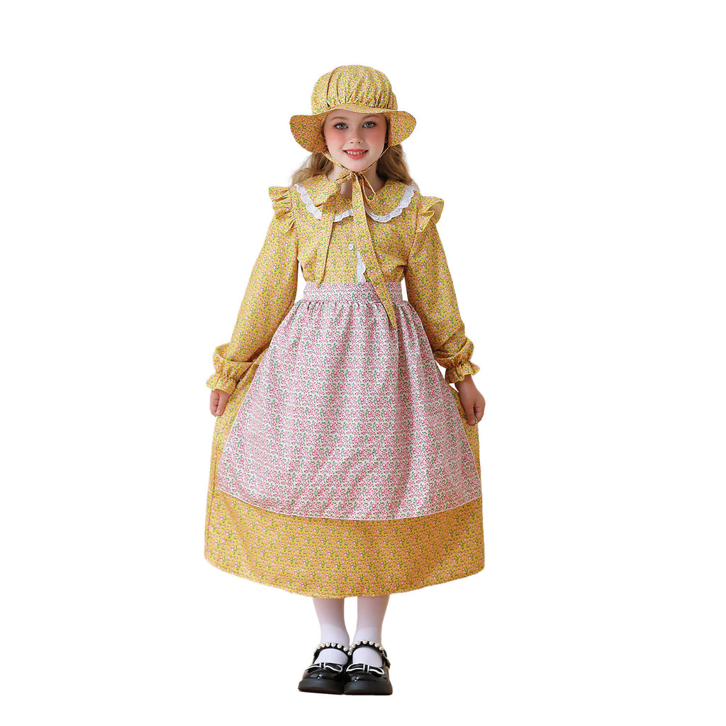 Koloniales Mädchen Kinderkleidung Prärie-Pionierin-Kleid Rustikales Gutshof-Mädchenkleid