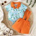 Baby Clothes Summer Lightweight Rabbit All-Over Print Shirt Romper with Overalls Shorts Two-Piece Set Boy Formal Outfit Set