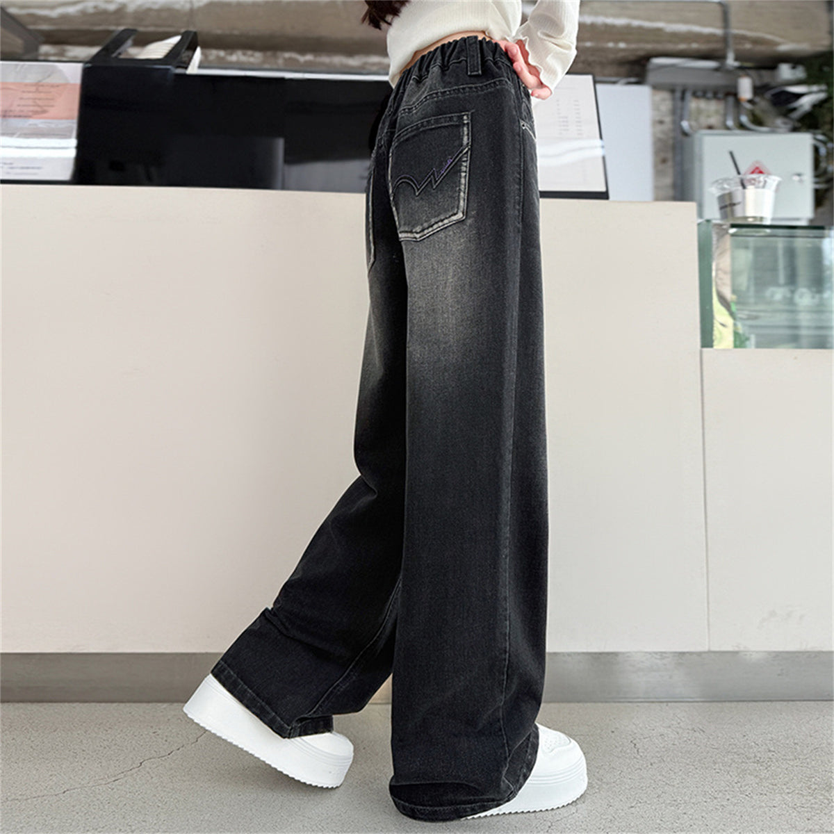 Girls' Straight Leg Wide Leg Jeans