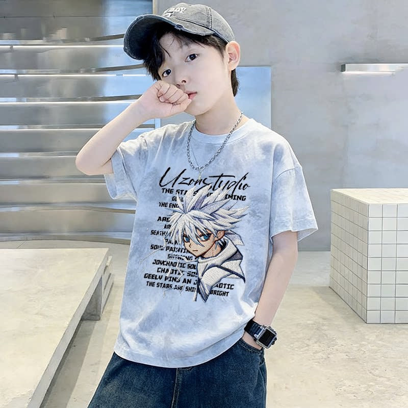 Rundhals-T-Shirt für Jungen mit kurzen Ärmeln, lockeres, lässiges Oberteil in Cool-Fit-