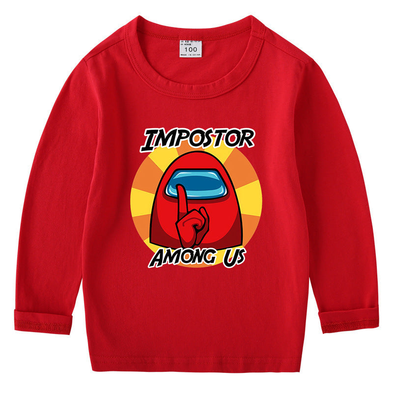 Kinder-Baumwoll-T-Shirt mit Rundhalsausschnitt und langem Arm