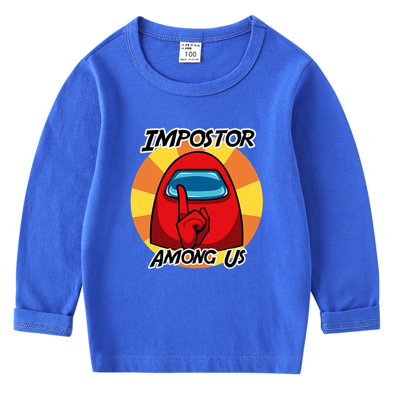 Kinder-Baumwoll-T-Shirt mit Rundhalsausschnitt und langem Arm