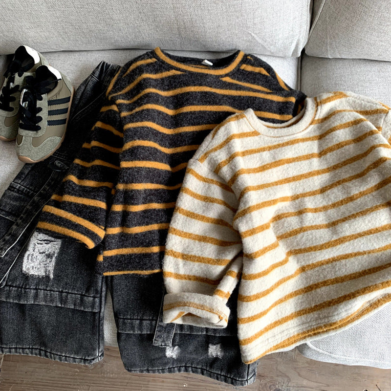 Gestreifter Strickpullover T-Shirt Baby-Mädchen-Pullover