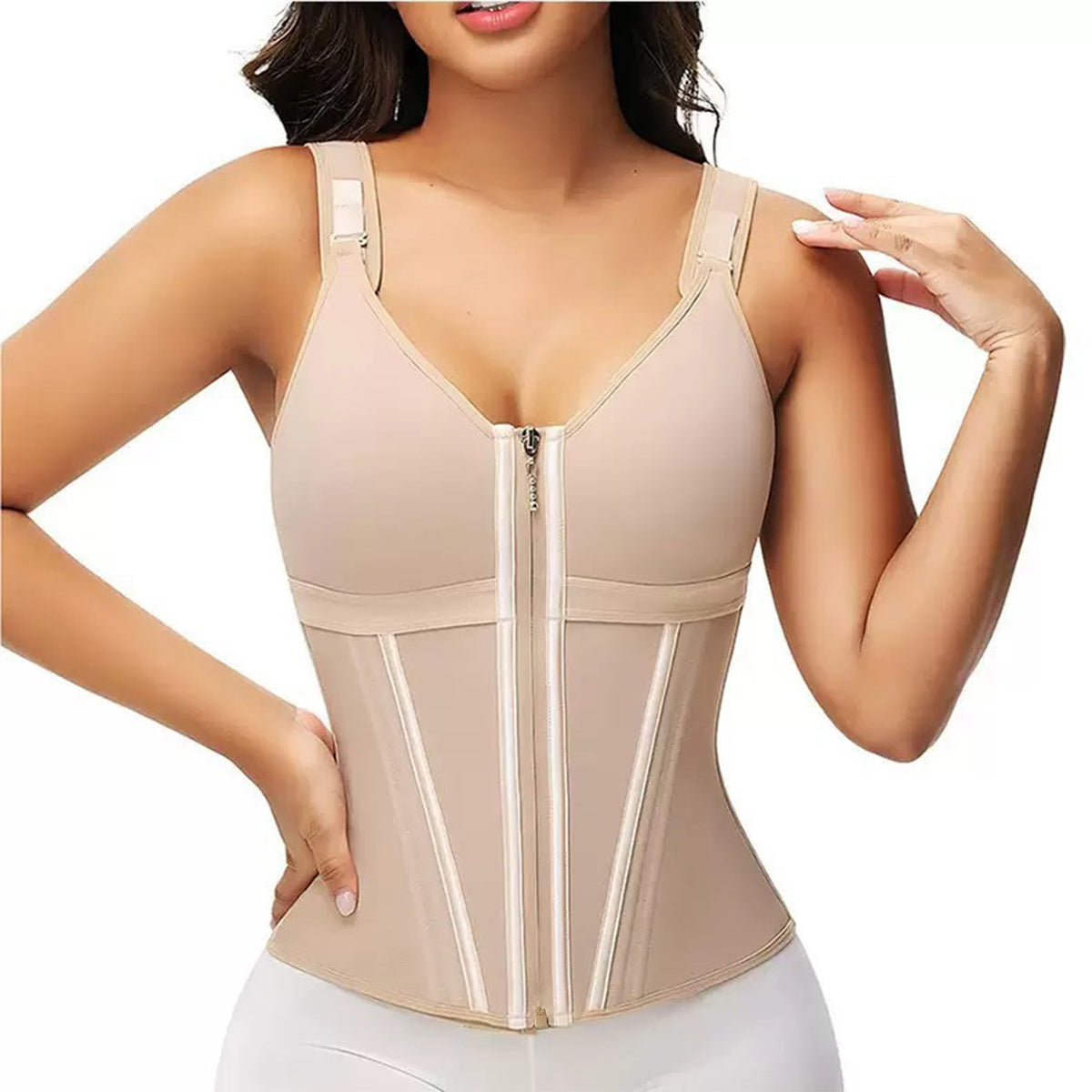Mesh Stütz- und Formweste mit 15 Knochen, schlankmachender Taillenformer, Body Shaper
