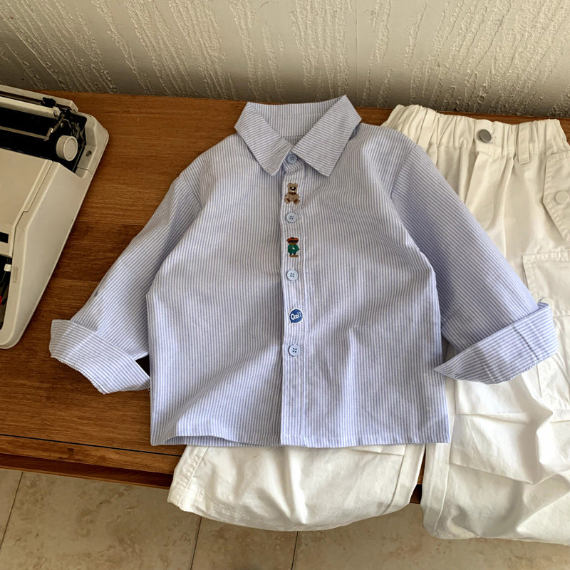 Spring and Autumn Children's Long Sleeve Embroidered Versatile Shirt