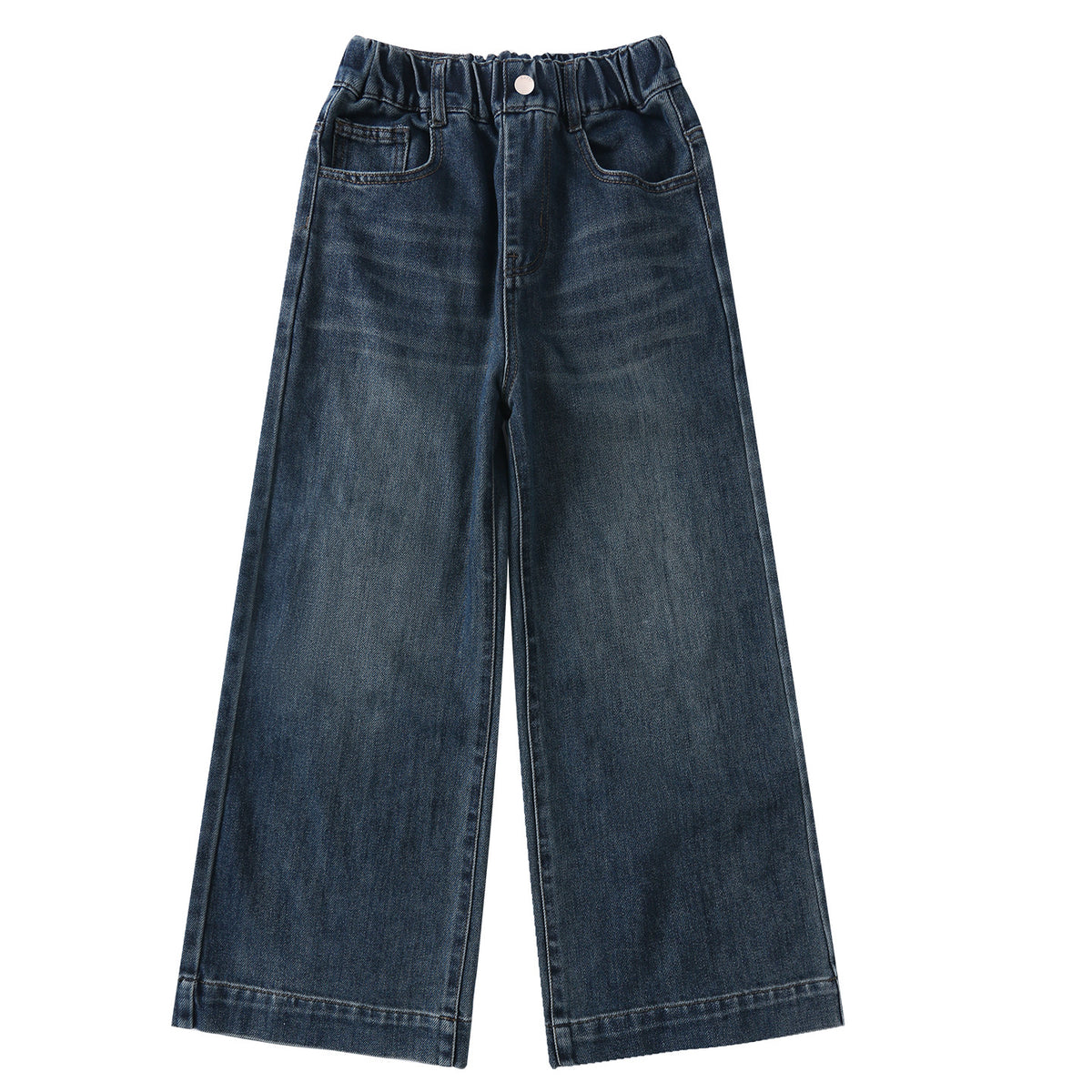 Mädchen Denim Wide-Leg Hose Gerade Locker Lange Hose Stylische Kinderhose Trendy