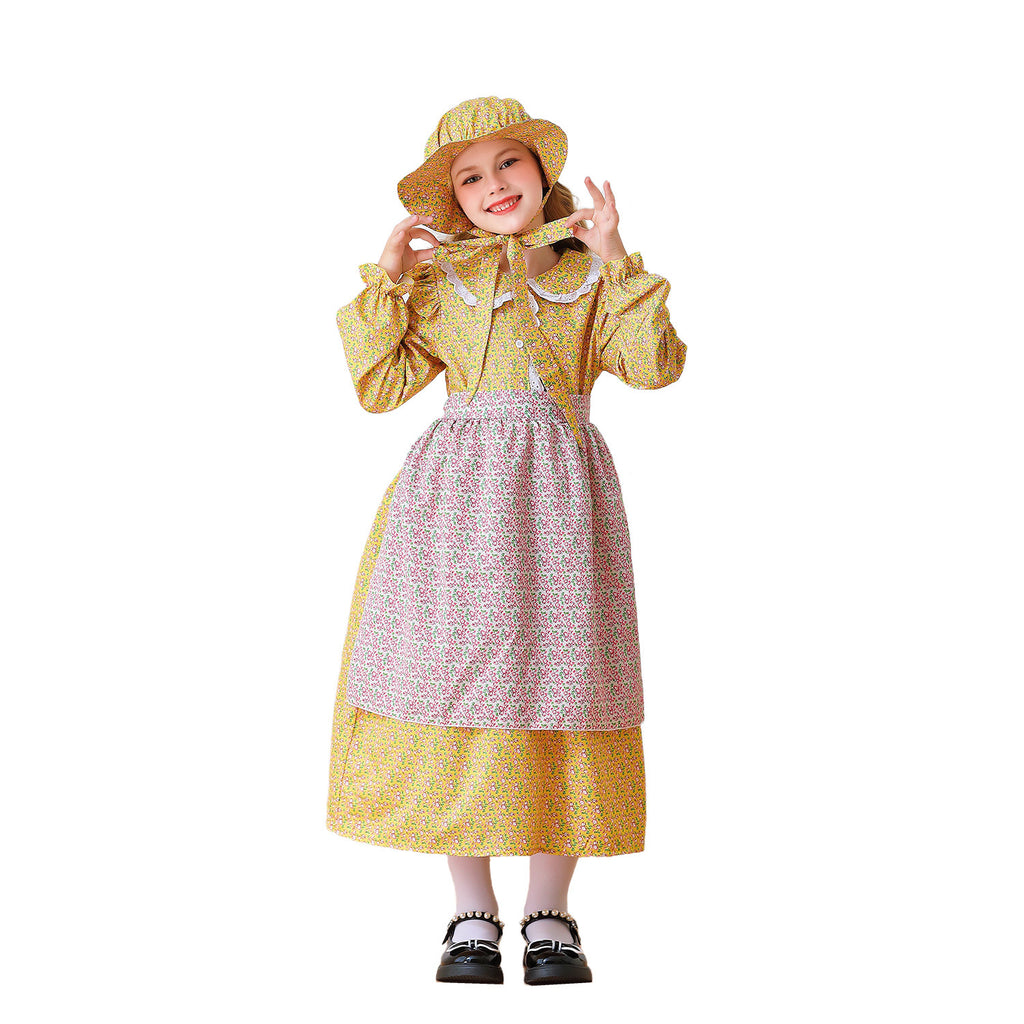 Koloniales Mädchen Kinderkleidung Prärie-Pionierin-Kleid Rustikales Gutshof-Mädchenkleid