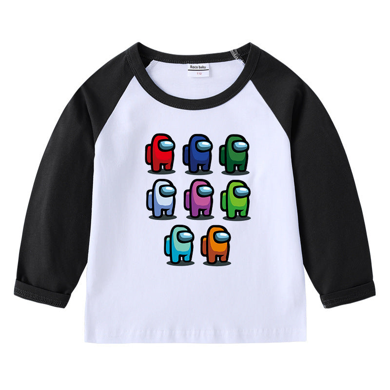 Kinder T-Shirt mit Rundhalsausschnitt Cartoon Langarm