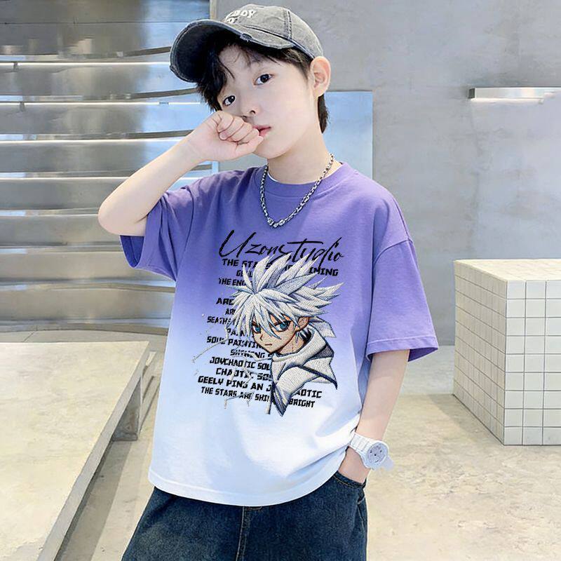 Rundhals-T-Shirt für Jungen mit kurzen Ärmeln, lockeres, lässiges Oberteil in Cool-Fit-