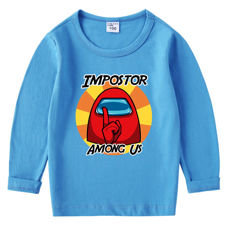 Kinder-Baumwoll-T-Shirt mit Rundhalsausschnitt und langem Arm