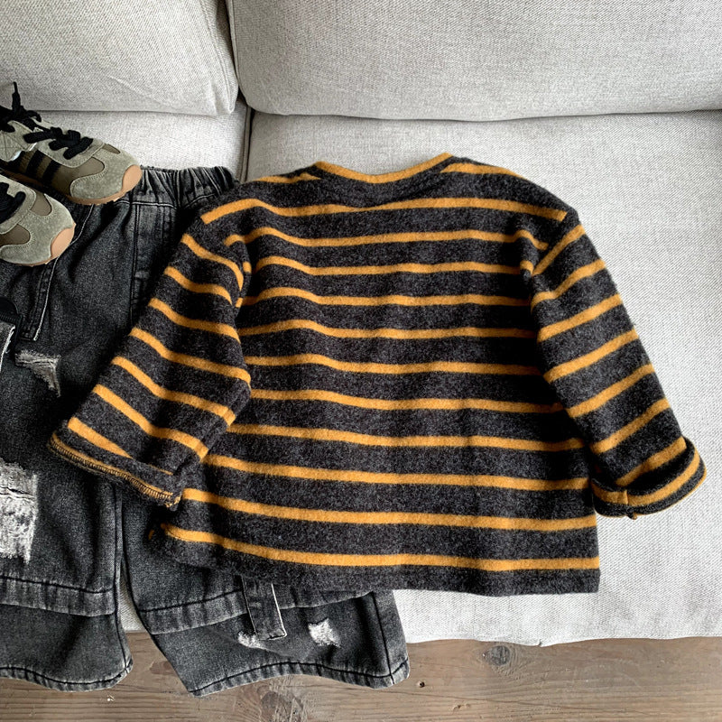 Gestreifter Strickpullover T-Shirt Baby-Mädchen-Pullover