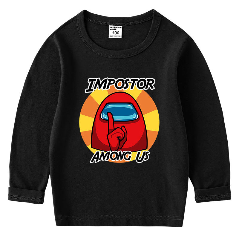 Kinder-Baumwoll-T-Shirt mit Rundhalsausschnitt und langem Arm