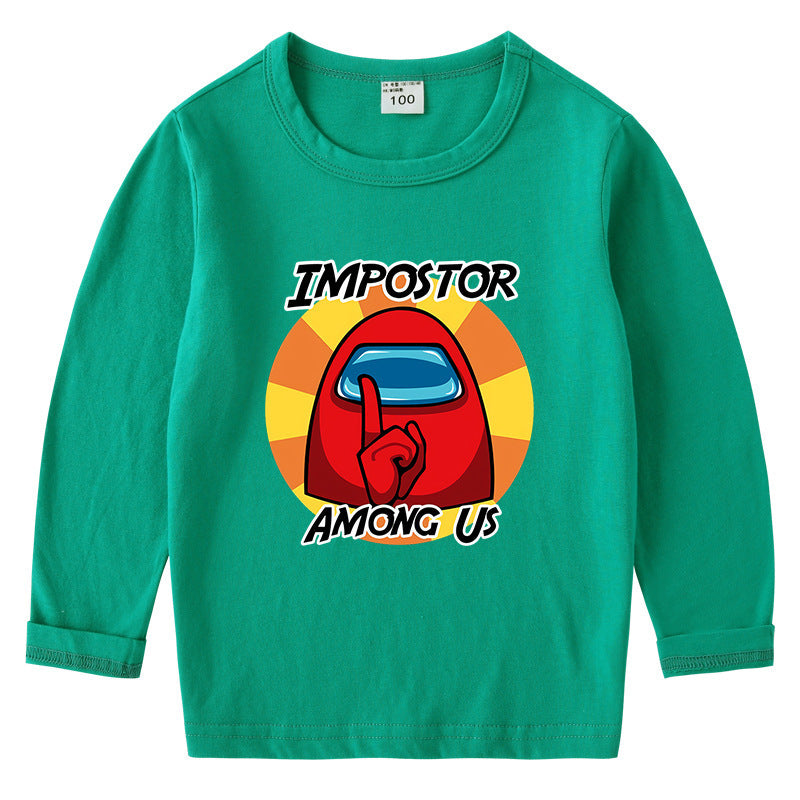 Kinder-Baumwoll-T-Shirt mit Rundhalsausschnitt und langem Arm