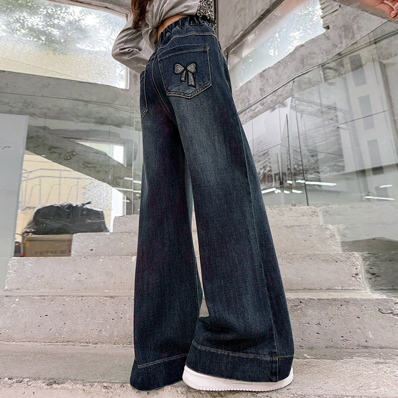 Legere Straight Leg Weite Beine Jeanshosen für Mädchen