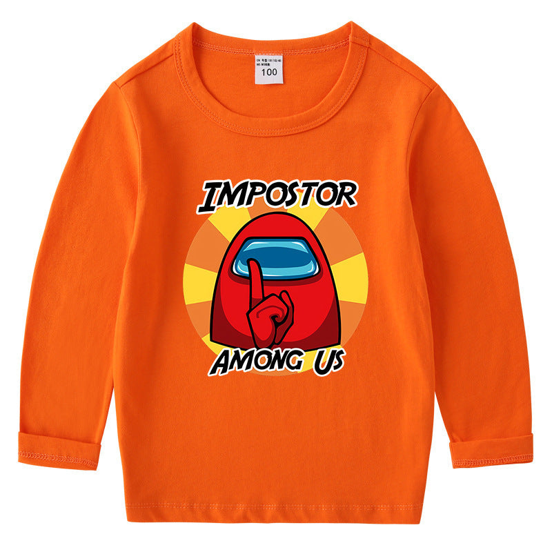 Kinder-Baumwoll-T-Shirt mit Rundhalsausschnitt und langem Arm