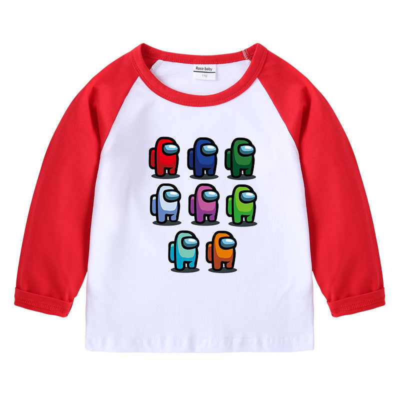 Kinder T-Shirt mit Rundhalsausschnitt Cartoon Langarm