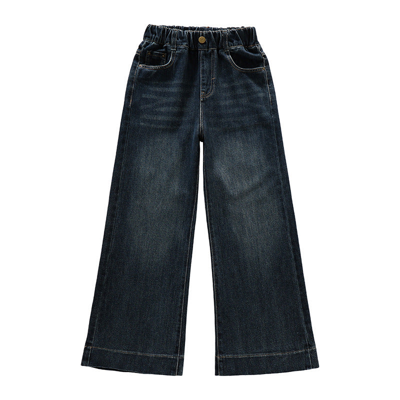 Casual Straight Leg Wide Leg Jeans Pants for Girls