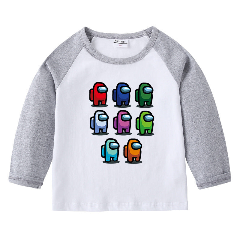 Kinder T-Shirt mit Rundhalsausschnitt Cartoon Langarm